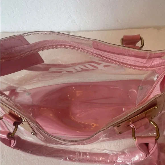 Barbie Pink Clear Tote Gold Hardware transparent nwts - Picture 7 of 12